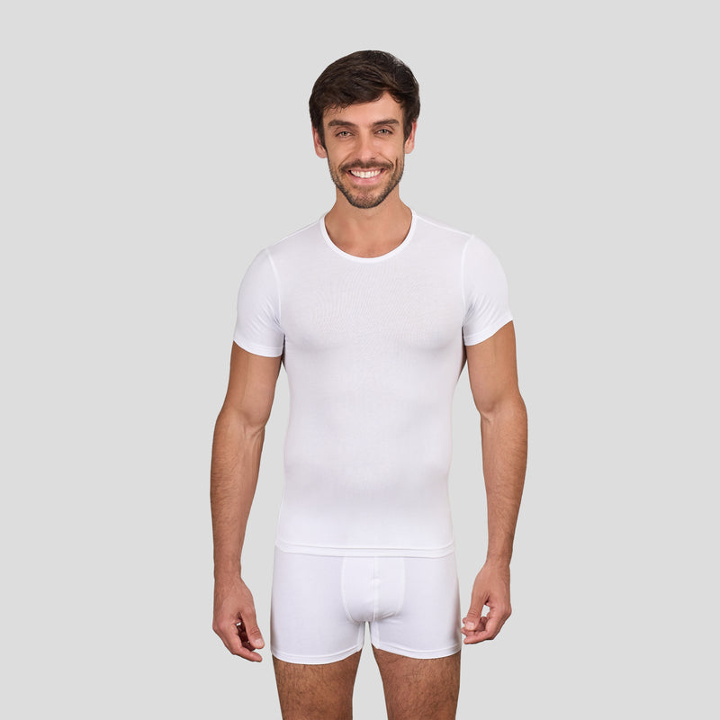 تيشرت داخلي نصف كم برقبة دائرية - White