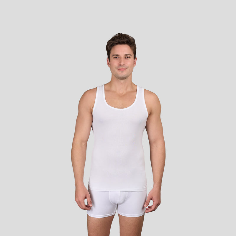 فانيلة داخلية بدون أكمام بتصميم X من الضهر - White