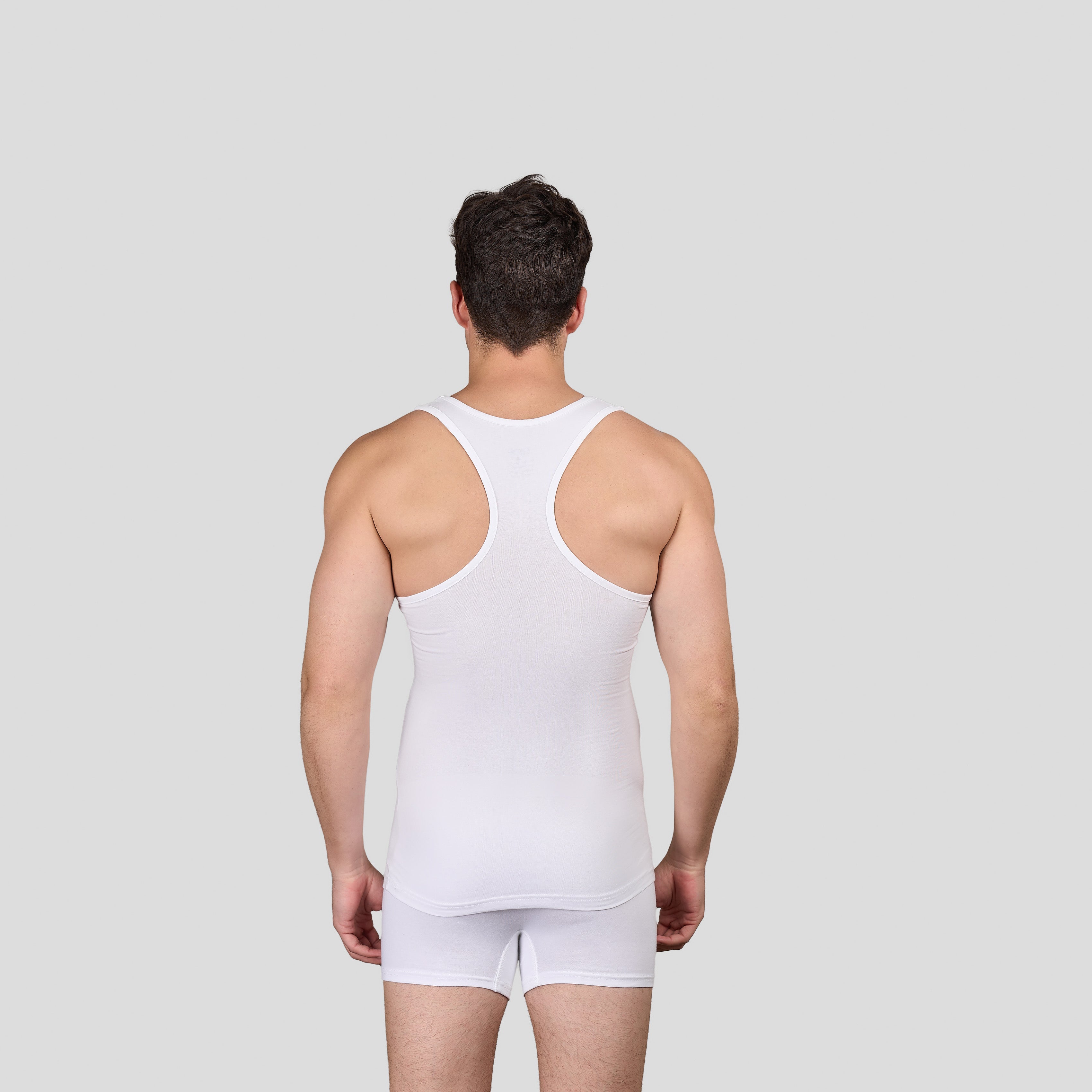 فانيلة داخلية بدون أكمام بتصميم X من الضهر - White