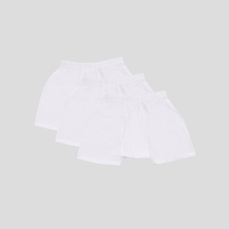 شورت سادة 100% قطن عبوة من 3 قطع - White