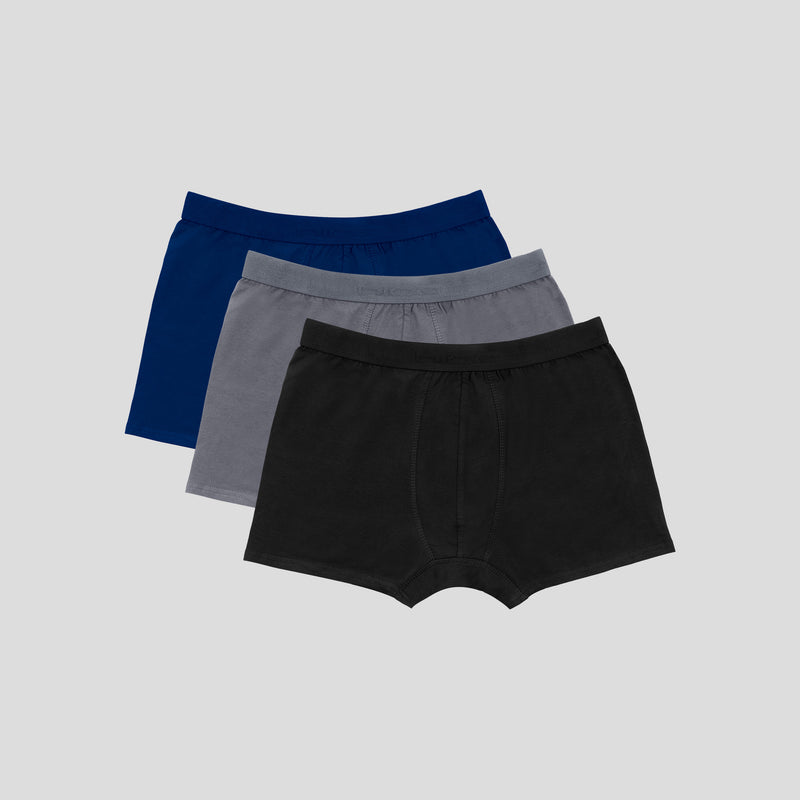 مجموعة من 3 بوكسر سادة - Black - Grey - Navy